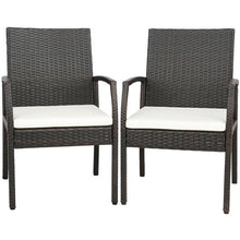 Load image into Gallery viewer, 2 Pieces Patio Wicker Dining Armchair Set with Soft Zippered Cushion
