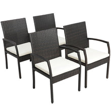 Load image into Gallery viewer, 4 Pieces Patio Wicker Dining Armchair Set with Soft Zippered Cushion
