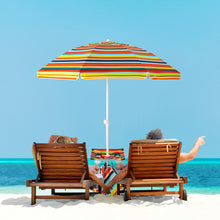 Load image into Gallery viewer, 6.5 Feet Patio Beach Umbrella with Cup Holder Table and Sandbag-Orange
