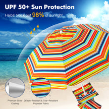 Load image into Gallery viewer, 6.5 Feet Patio Beach Umbrella with Cup Holder Table and Sandbag-Orange
