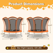 Load image into Gallery viewer, 8 Feet Outdoor Unique Flower Shape Trampoline with Enclosure Net-Orange
