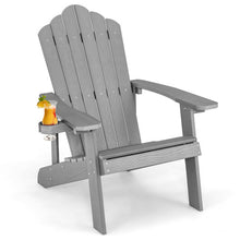 Load image into Gallery viewer, Weather Resistant HIPS Outdoor Adirondack Chair with Cup Holder-Gray
