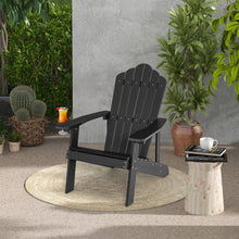 Load image into Gallery viewer, Weather Resistant HIPS Outdoor Adirondack Chair with Cup Holder-Black
