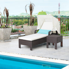 Load image into Gallery viewer, Outdoor Chaise Lounge Chair and Table Set with Folding Canopy and Armrests
