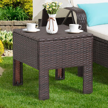 Load image into Gallery viewer, Outdoor Chaise Lounge Chair and Table Set with Folding Canopy and Armrests
