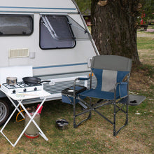 Load image into Gallery viewer, Folding Camping Directors Chair with Cooler Bag and Side Table-Blue
