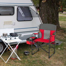 Load image into Gallery viewer, Folding Camping Directors Chair with Cooler Bag and Side Table-Red

