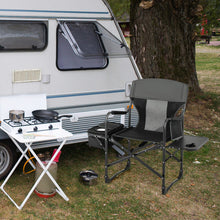 Load image into Gallery viewer, Folding Camping Directors Chair with Cooler Bag and Side Table-Black
