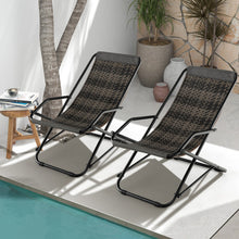 Load image into Gallery viewer, Outdoor Patio PE Wicker Rocking Chair with Armrests and Metal Frame-Gray
