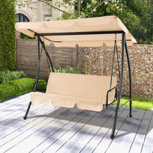 Load image into Gallery viewer, 2-Seat Outdoor Convertible Swing Chair with Flat Bed and Adjustable Canopy-Beige
