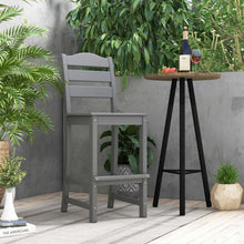 Load image into Gallery viewer, 30 Inches Counter Height HDPE Bar Stool with Backrest and Footrest-Gray
