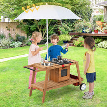 Load image into Gallery viewer, Wooden Play Cart with Sun Proof Umbrella for Toddlers Over 3 Years Old
