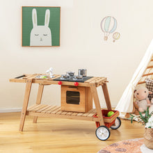 Load image into Gallery viewer, Wooden Play Cart with Sun Proof Umbrella for Toddlers Over 3 Years Old
