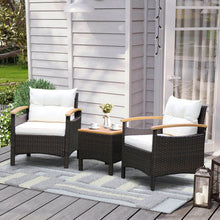 Load image into Gallery viewer, 3 Pieces Patio Rattan Furniture Set with Removable Cushion
