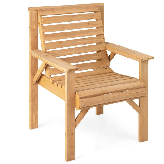 Outdoor Solid Fir Wood Chair with Inclined Backrest
