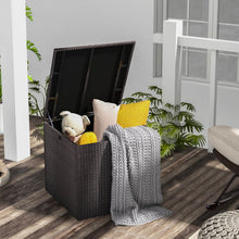 Load image into Gallery viewer, 72 Gallon Rattan Outdoor Storage Box with Zippered Liner and Solid Pneumatic Rod
