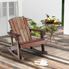 Load image into Gallery viewer, Outdoor Wooden Kid Adirondack Rocking Chair with Slatted Seat-Coffee
