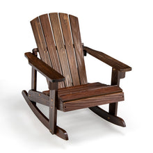 Load image into Gallery viewer, Outdoor Wooden Kid Adirondack Rocking Chair with Slatted Seat-Coffee
