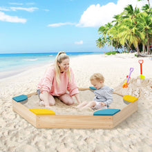 Load image into Gallery viewer, Outdoor Solid Wood Sandbox with 6 Built-in Fan-shaped Seats
