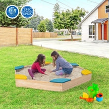 Load image into Gallery viewer, Outdoor Solid Wood Sandbox with 6 Built-in Fan-shaped Seats
