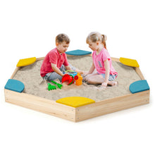 Load image into Gallery viewer, Outdoor Solid Wood Sandbox with 6 Built-in Fan-shaped Seats
