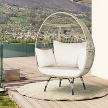 Load image into Gallery viewer, Oversized Patio Rattan Egg Lounge Chair with 4 Cushions-Light Brown
