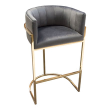 Load image into Gallery viewer, Pandora Bar Height Chair in Grey Velvet with Polished Gold Frame by Diamond Sofa
