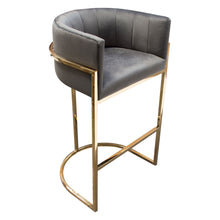 Load image into Gallery viewer, Pandora Bar Height Chair in Grey Velvet with Polished Gold Frame by Diamond Sofa
