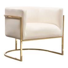 Load image into Gallery viewer, Pandora Accent Chair in Cream Velvet with Polished Gold Stainless Steel Frame by Diamond Sofa
