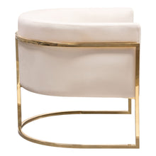 Load image into Gallery viewer, Pandora Accent Chair in Cream Velvet with Polished Gold Stainless Steel Frame by Diamond Sofa
