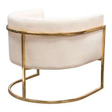 Load image into Gallery viewer, Pandora Accent Chair in Cream Velvet with Polished Gold Stainless Steel Frame by Diamond Sofa
