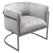 Load image into Gallery viewer, Pandora Accent Chair in Grey Velvet with Polished Silver Stainless Steel Frame by Diamond Sofa

