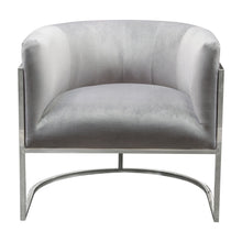 Load image into Gallery viewer, Pandora Accent Chair in Grey Velvet with Polished Silver Stainless Steel Frame by Diamond Sofa
