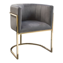 Load image into Gallery viewer, Pandora Dining Chair in Grey Velvet with Polished Gold Frame by Diamond Sofa
