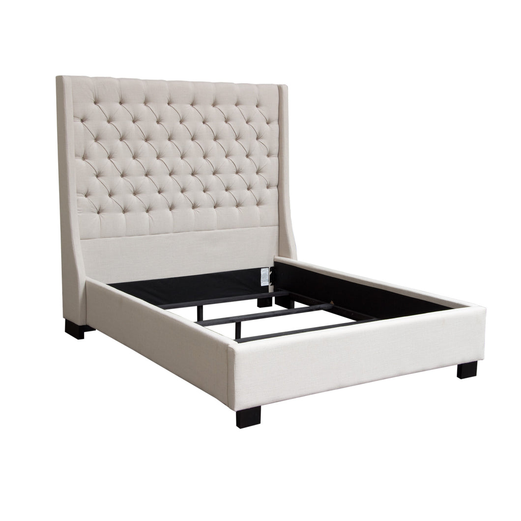 Park Ave Queen Tufted Wing Bed By Diamond Sofa - Desert Sand Linen PARKAVESDQUBED