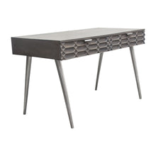Load image into Gallery viewer, Petra Solid Mango Wood 2-Drawer Writing Desk in Smoke Grey Finish w/ Nickel Legs by Diamond Sofa
