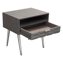 Load image into Gallery viewer, Petra Solid Mango Wood 1-Drawer Accent Table in Smoke Grey Finish w/ Nickel Legs by Diamond Sofa
