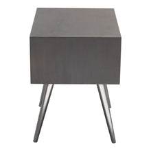 Load image into Gallery viewer, Petra Solid Mango Wood 1-Drawer Accent Table in Smoke Grey Finish w/ Nickel Legs by Diamond Sofa
