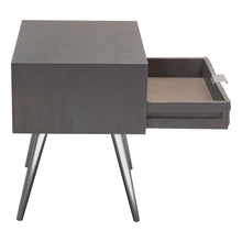 Load image into Gallery viewer, Petra Solid Mango Wood 1-Drawer Accent Table in Smoke Grey Finish w/ Nickel Legs by Diamond Sofa
