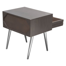 Load image into Gallery viewer, Petra Solid Mango Wood 1-Drawer Accent Table in Smoke Grey Finish w/ Nickel Legs by Diamond Sofa
