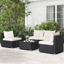 Load image into Gallery viewer, 5 Pieces Outdoor Patio Furniture Set with Cushions and Coffee Table
