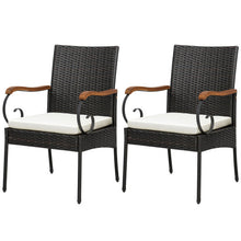 Load image into Gallery viewer, Set of 2/4 Outdoor PE Wicker Chair with Acacia Wood Armrests-Set of 2
