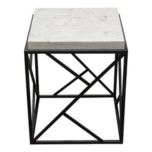 Load image into Gallery viewer, Plymouth Square Accent Table w/ Genuine Grey Marble Top &amp; Black Metal Base by Diamond Sofa
