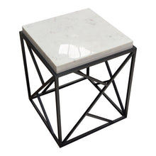 Load image into Gallery viewer, Plymouth Square Accent Table w/ Genuine Grey Marble Top &amp; Black Metal Base by Diamond Sofa
