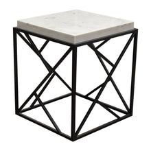 Load image into Gallery viewer, Plymouth Square Accent Table w/ Genuine Grey Marble Top &amp; Black Metal Base by Diamond Sofa
