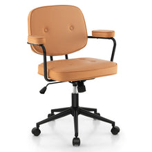 Load image into Gallery viewer, PU Leather Office Chair with Rocking Backrest and Ergonomic Armrest-Orange
