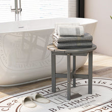 Load image into Gallery viewer, 18 Inch Adirondack Round Side Table with Cross Base and Slatted Surface-Gray
