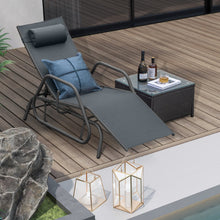 Load image into Gallery viewer, Outdoor Chaise Lounge Glider Chair with Armrests and Pillow-Gray
