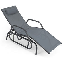 Load image into Gallery viewer, Outdoor Chaise Lounge Glider Chair with Armrests and Pillow-Gray
