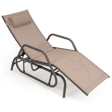 Load image into Gallery viewer, Outdoor Chaise Lounge Glider Chair with Armrests and Pillow-Rustic Brown
